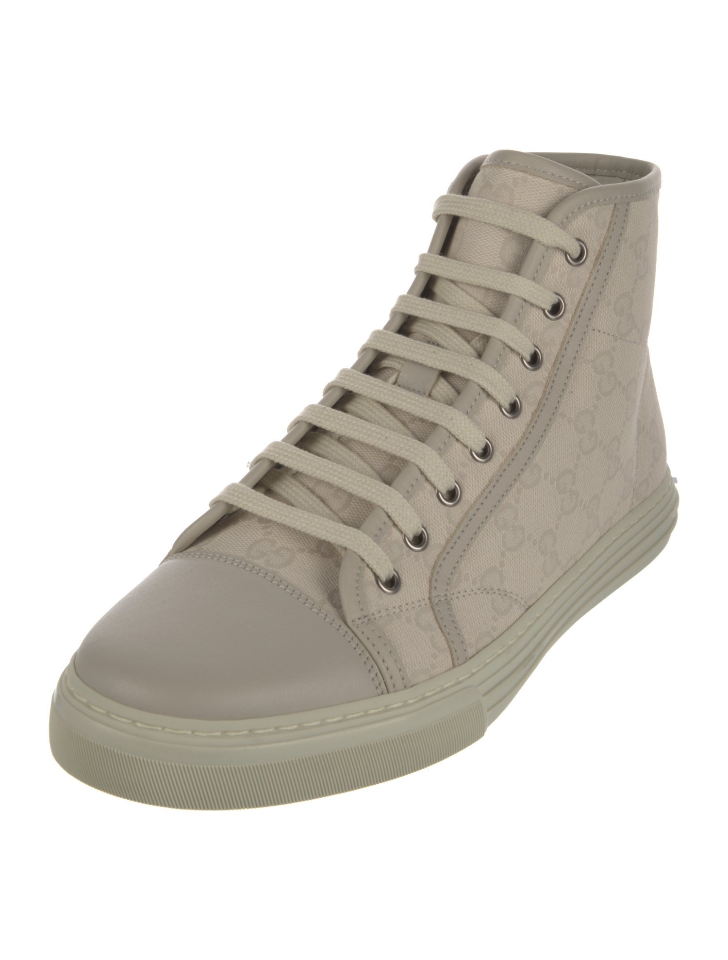 Gucci Canvas Leather Trim Embellishment Sneakers